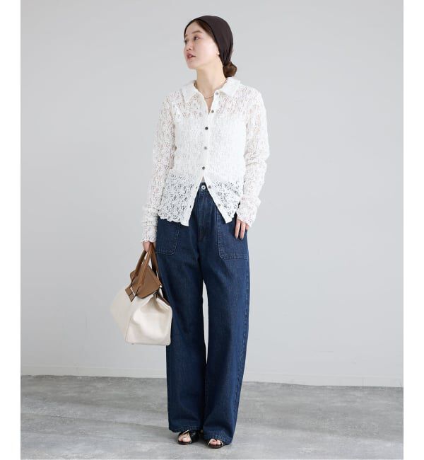 IENA「《追加予約》Flowerストレッチレース ポロシャツ」|Tシャツ・カットソー|