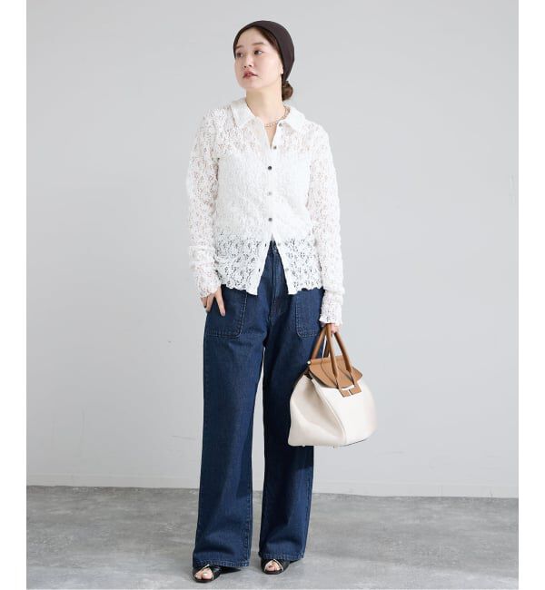 IENA「《追加予約》Flowerストレッチレース ポロシャツ」|Tシャツ・カットソー|