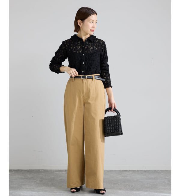 IENA「《追加予約》Flowerストレッチレース ポロシャツ」|Tシャツ・カットソー|