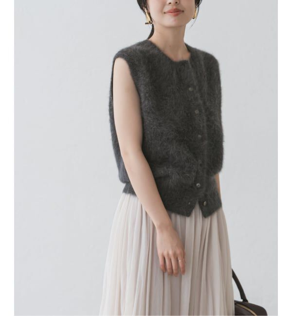 NOBLE「FOX/Caファーニットフロントボタンベスト」|ベスト・ジレ|