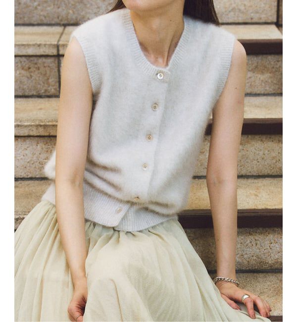 NOBLE「FOX/Caファーニットフロントボタンベスト」|ベスト・ジレ|