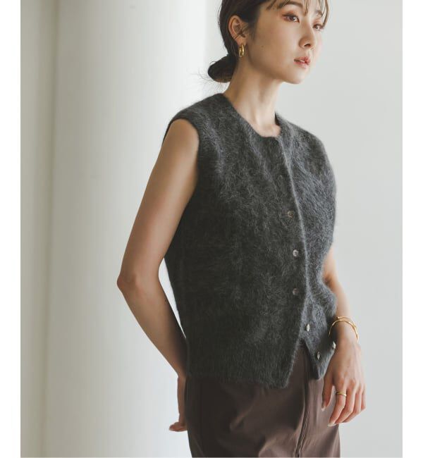 NOBLE「FOX/Caファーニットフロントボタンベスト」|ベスト・ジレ|