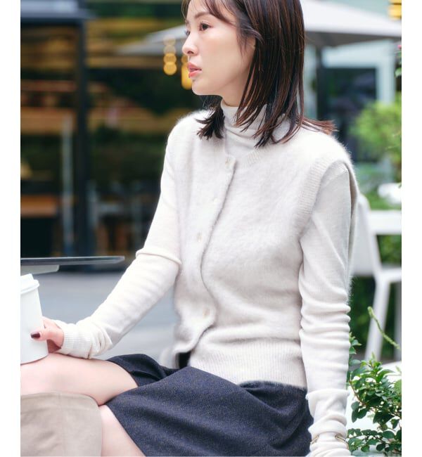 NOBLE「FOX/Caファーニットフロントボタンベスト」|ベスト・ジレ|ベージュ