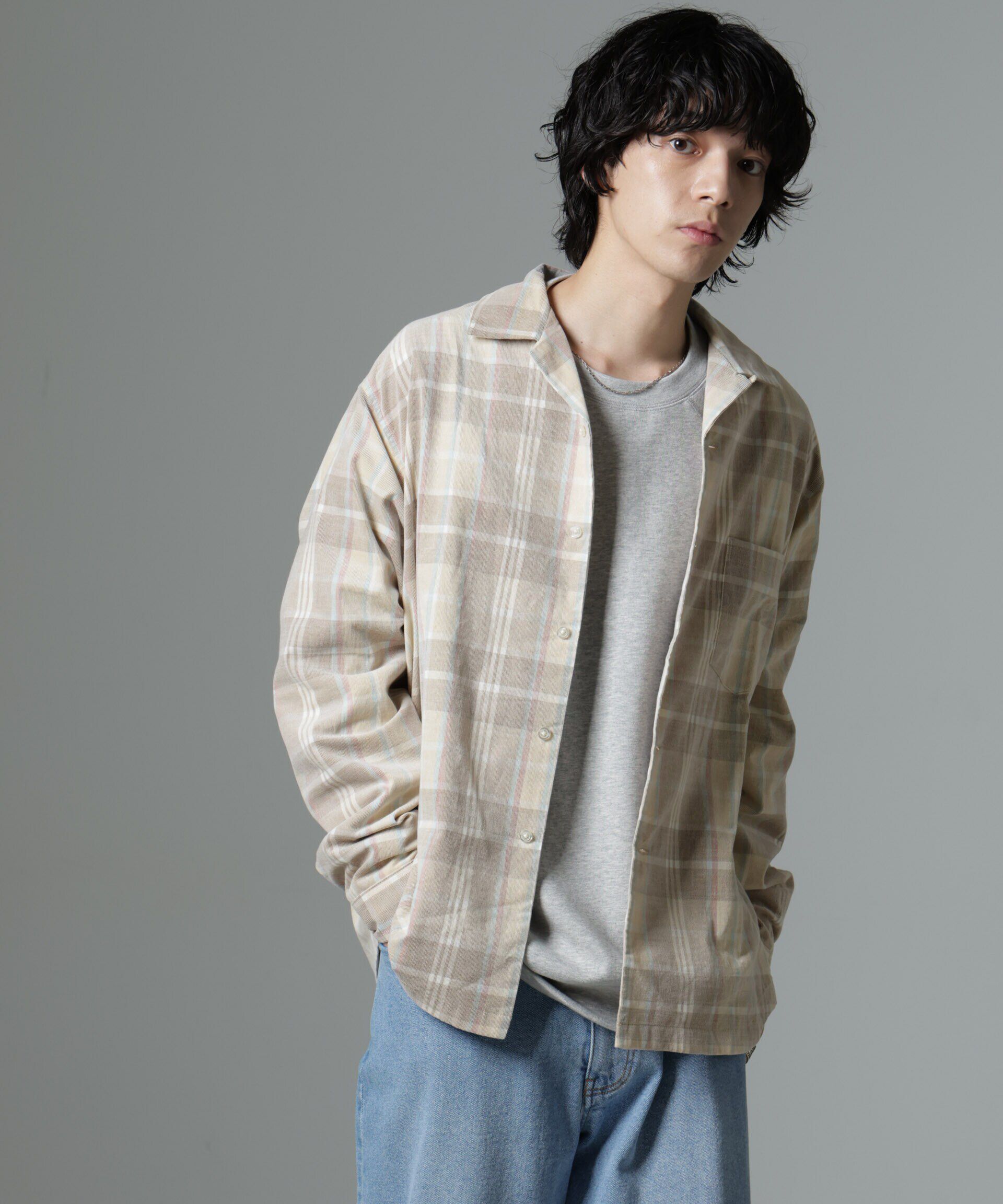 nano･universe「チェックシャツコール」|シャツ・ブラウス|ベージュ