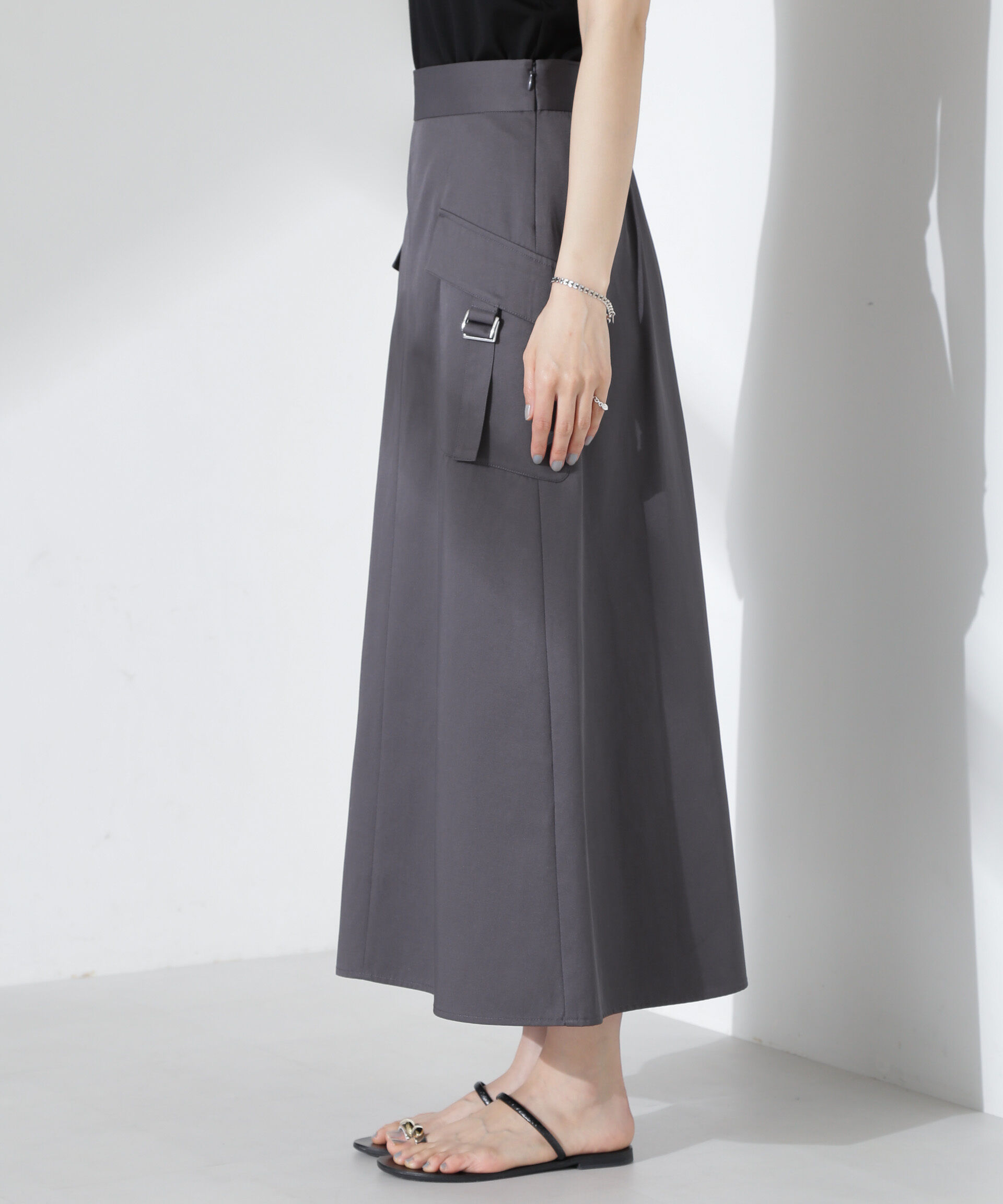 nano･universe「フラップポケットフレアスカート」|スカート|