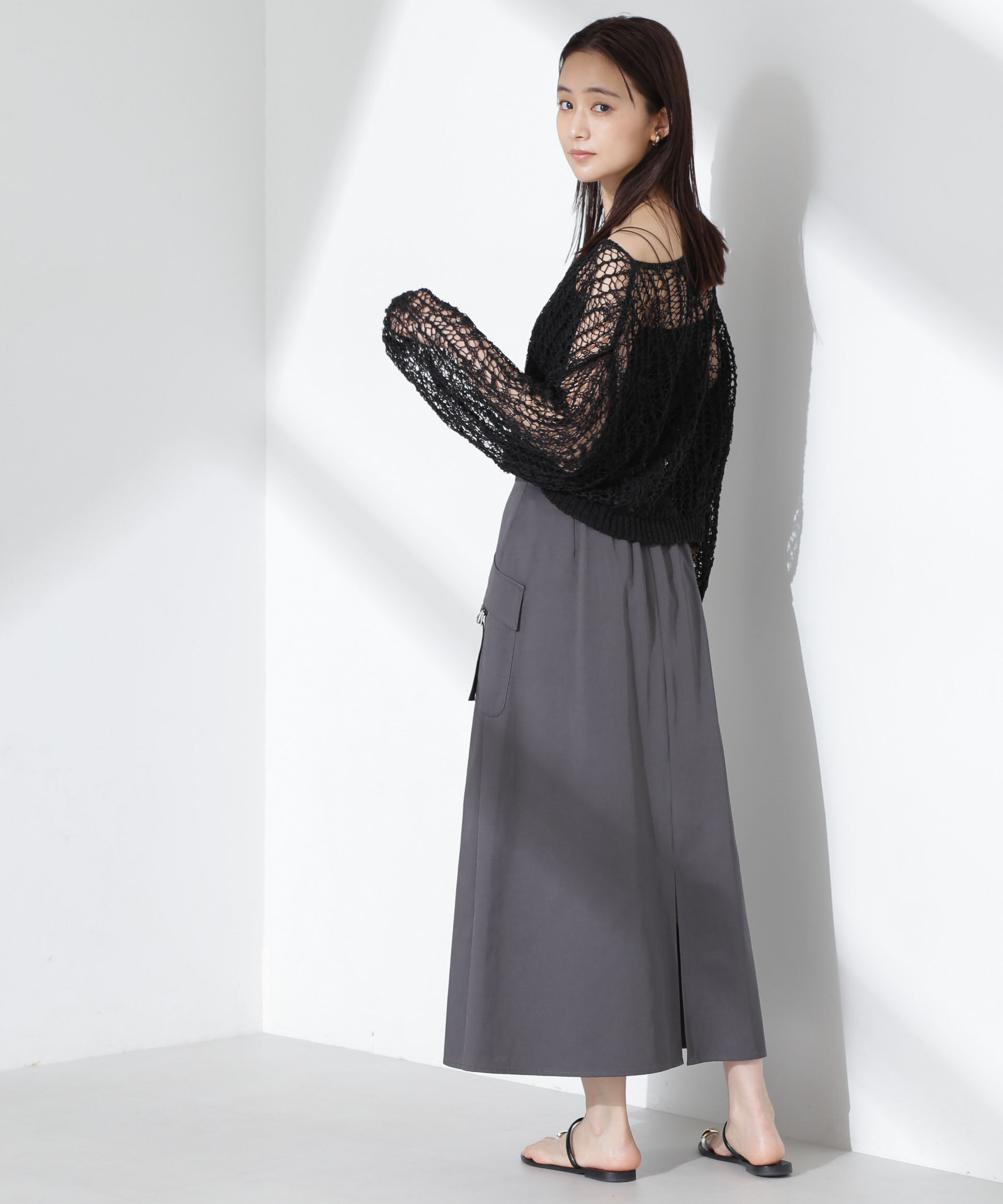 nano･universe「フラップポケットフレアスカート」|スカート|