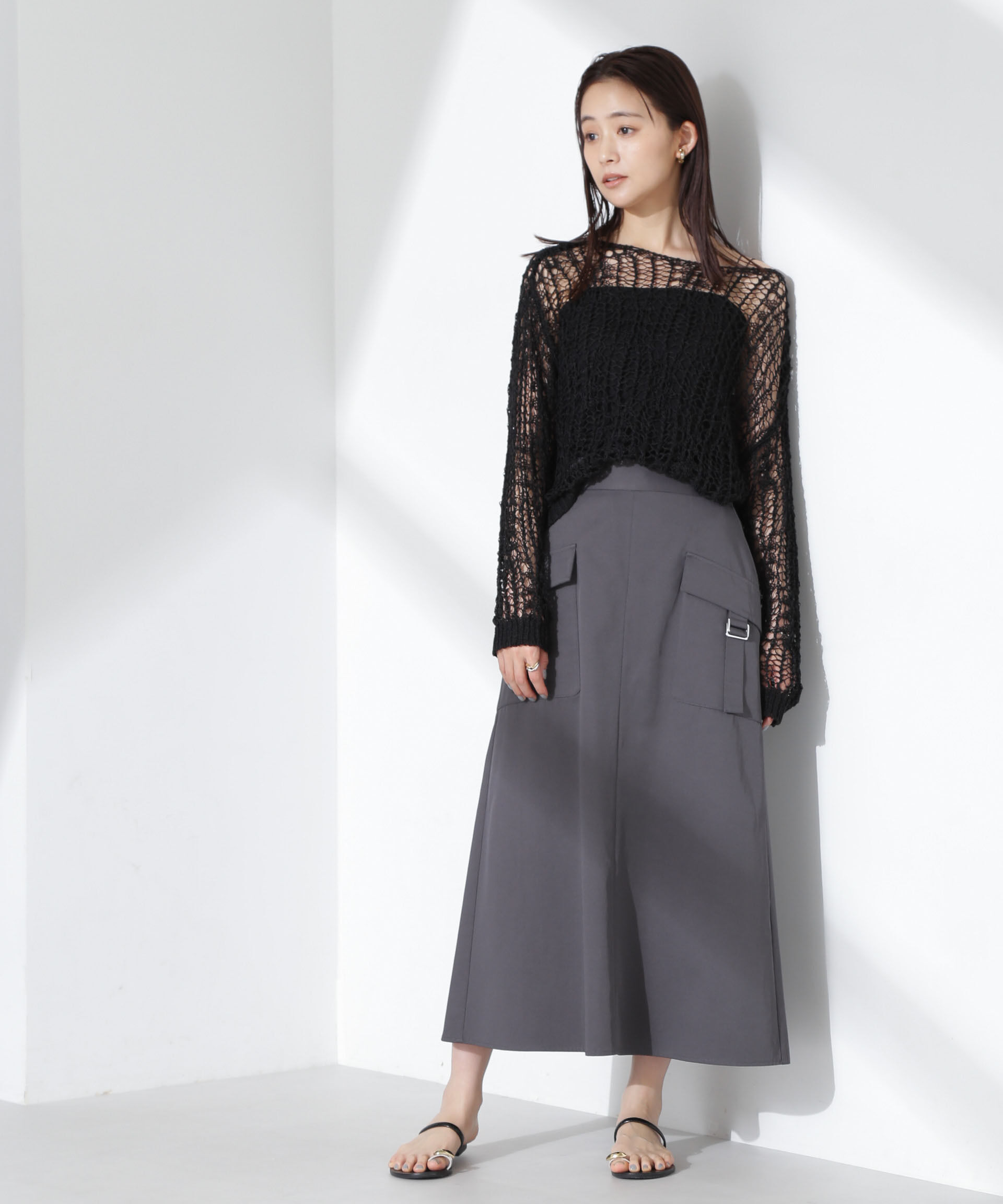 nano･universe「フラップポケットフレアスカート」|スカート|