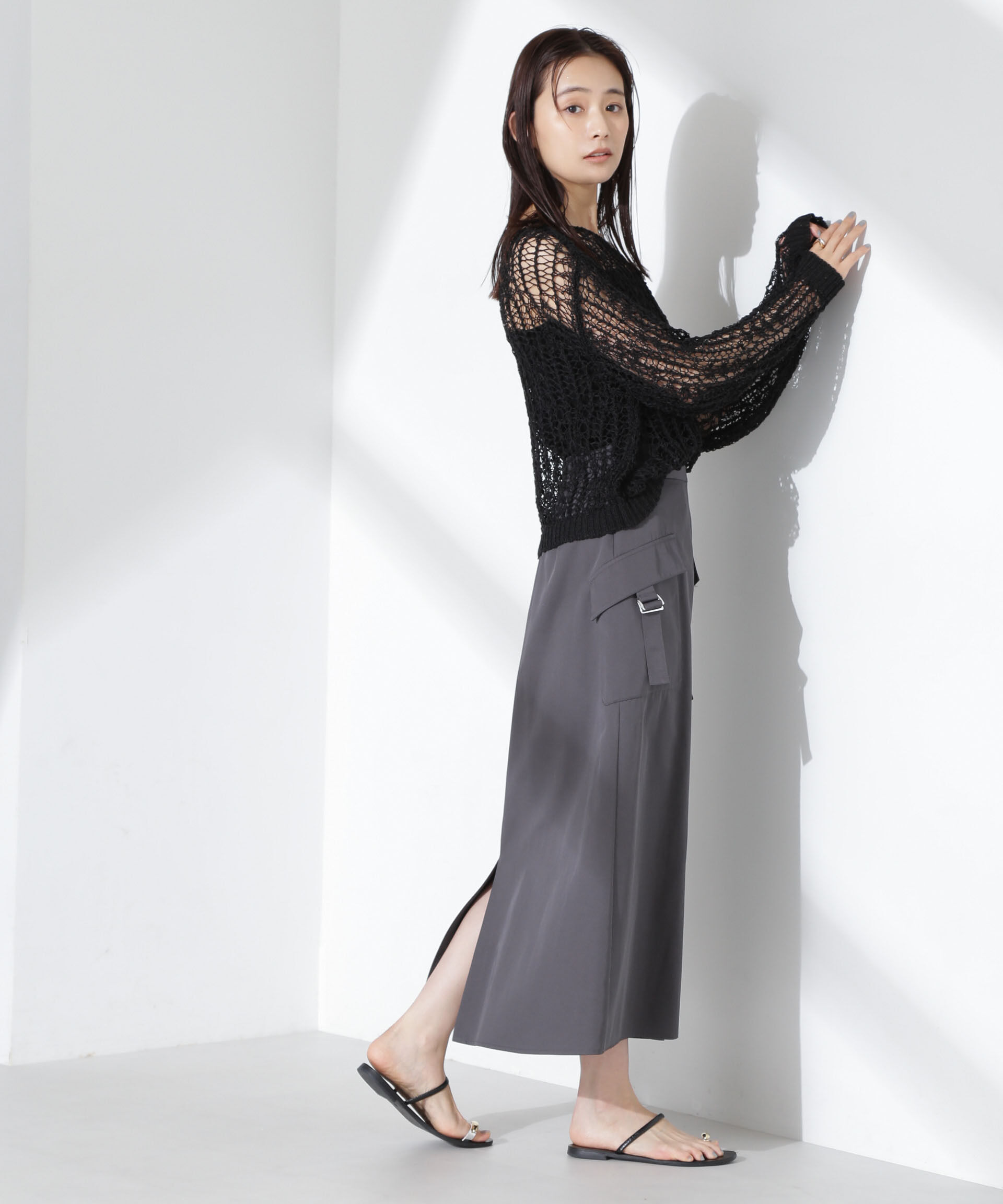 nano･universe「フラップポケットフレアスカート」|スカート|