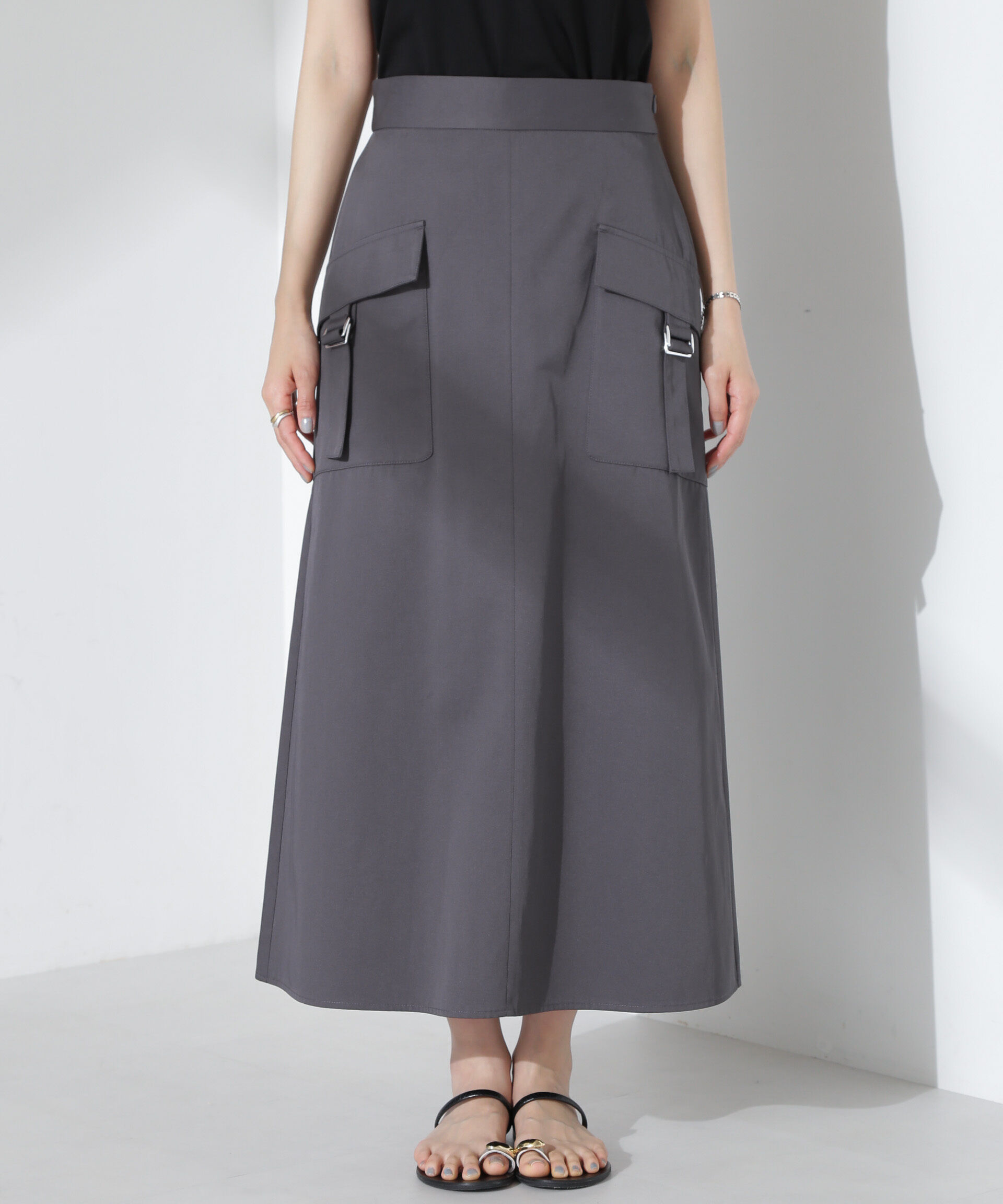 nano･universe「フラップポケットフレアスカート」|スカート|