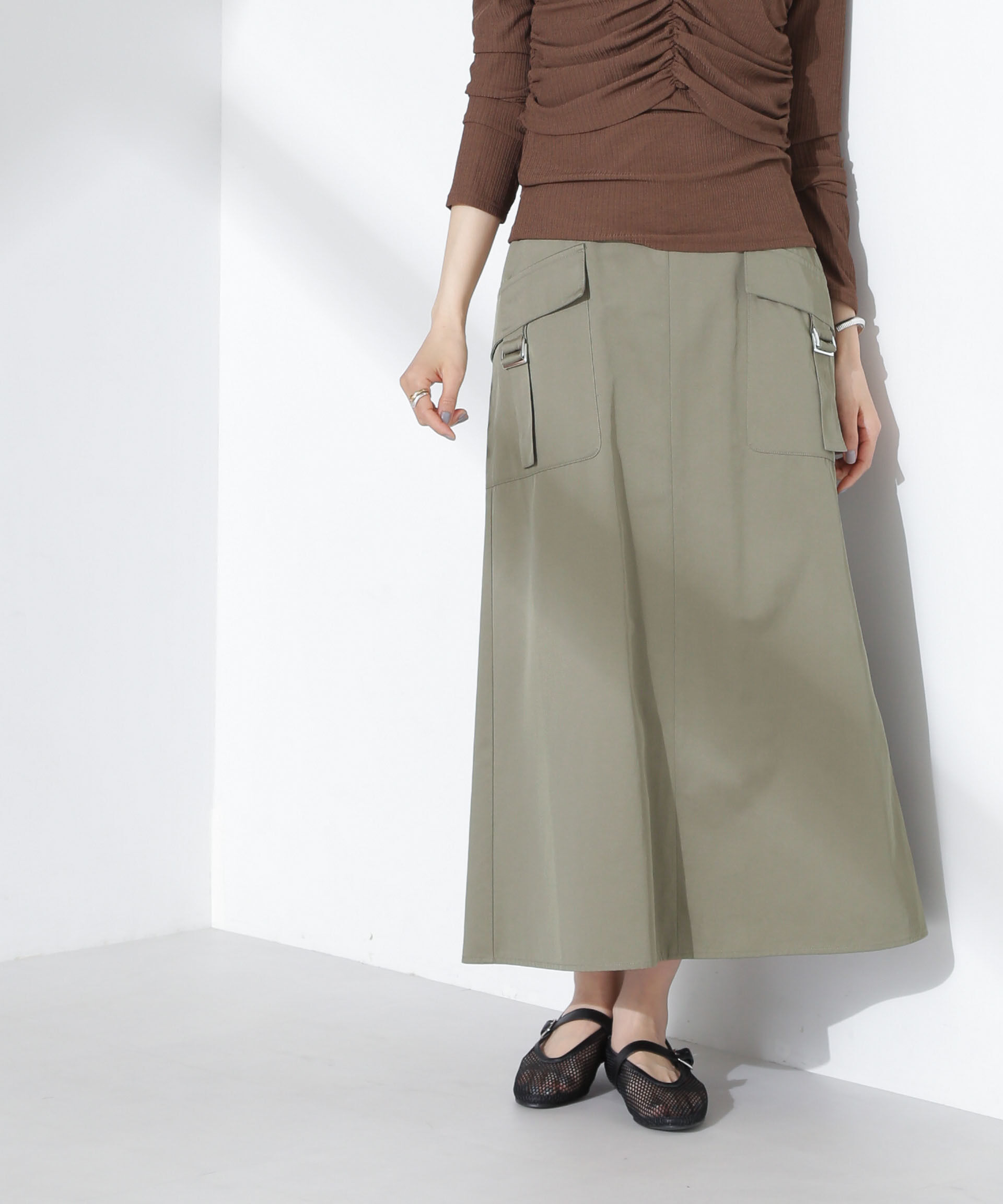 nano･universe「フラップポケットフレアスカート」|スカート|