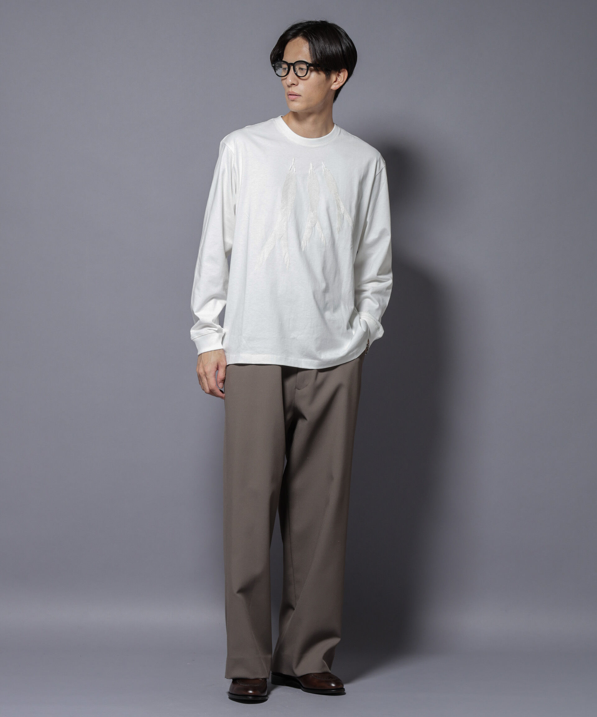 nano･universe「フェザー エンブロイダリー ロングスリーブTシャツ」|Tシャツ・カットソー|