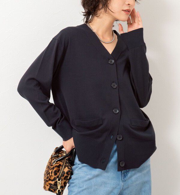 Rie Miller「《手洗い可能》《セットアップ対応》BIGシルエットVネックカーディガン」|カーディガン|ネイビー