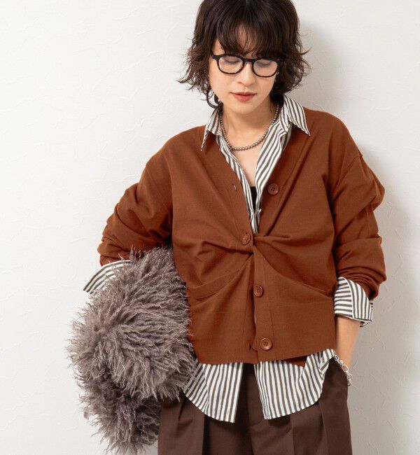 Rie Miller「《手洗い可能》《セットアップ対応》BIGシルエットVネックカーディガン」|カーディガン|