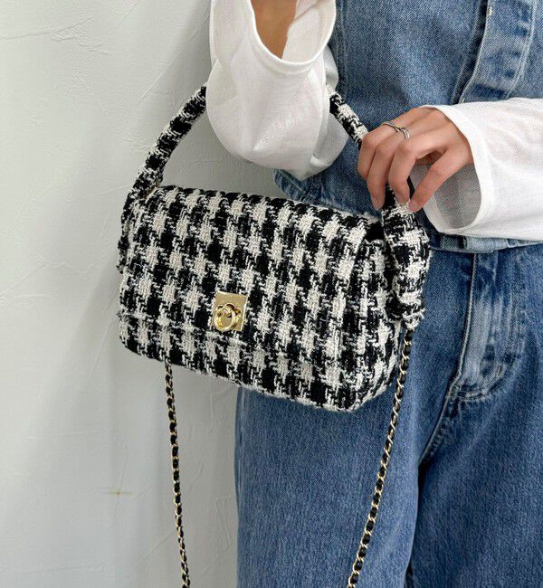 fredy emue「ツィードフラップバッグ」|ショルダー・メッセンジャー|ブラック系その他