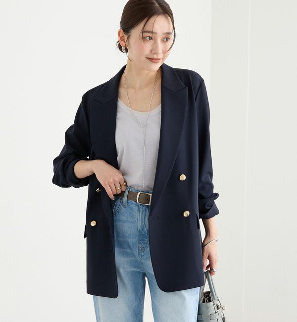  「【オンオフ使える】ドライギャバピークドラペルジャケット」|テーラードジャケット|