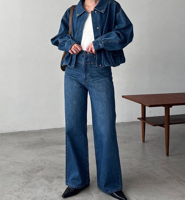  「【低身長サイズあり/セットアップ対応】スリットポケットストレートデニム」|デニム|