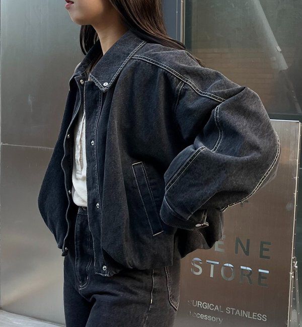  「【サイズ展開あり/セットアップ対応】ラウンドデニムブルゾン」|ブルゾン・スタジャン|