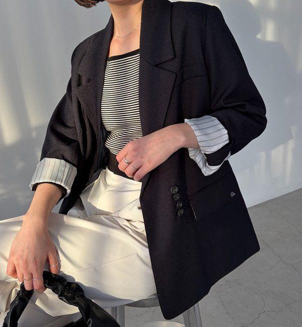  「【サイズ展開あり】〈C.L〉リネンタッチテーラードジャケット」|テーラードジャケット|ブラック