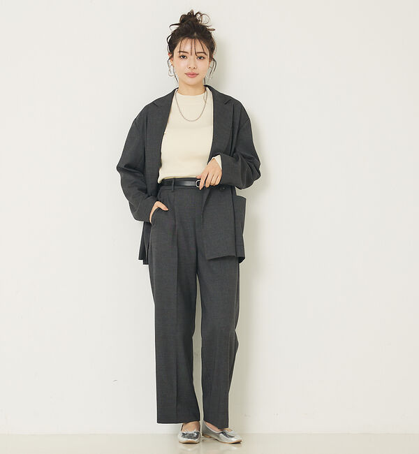 abahouse mavie「【上下２点セット】グレンチェックジャケット＆セミワイドパンツセットアップ」|その他|