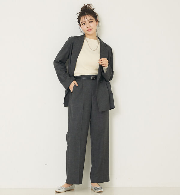 abahouse mavie「【上下２点セット】グレンチェックジャケット＆セミワイドパンツセットアップ」|その他|