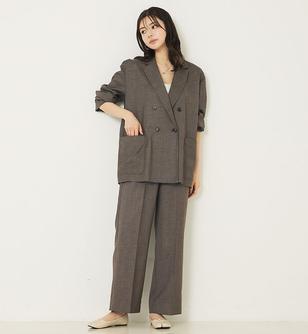 abahouse mavie「【上下２点セット】グレンチェックジャケット＆セミワイドパンツセットアップ」|その他|