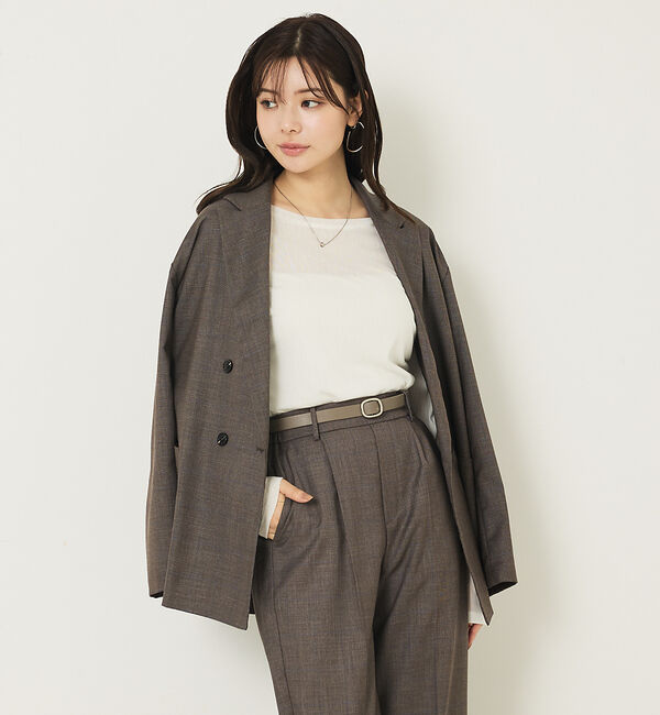 abahouse mavie「【上下２点セット】グレンチェックジャケット＆セミワイドパンツセットアップ」|その他|