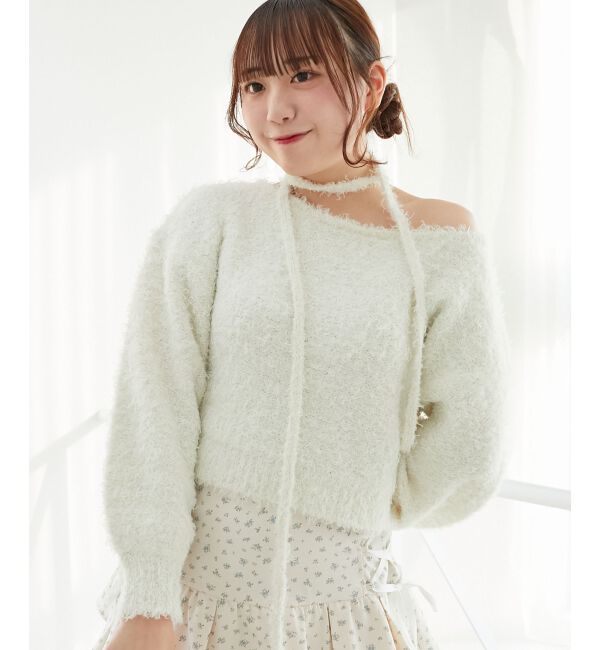 MAJESTICLEGON「チョーカー付きプードルニット」|ニット・セーター|