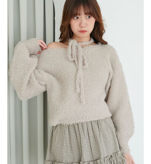 MAJESTICLEGON「チョーカー付きプードルニット」|ニット・セーター|