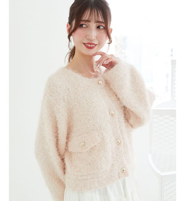  「ツイードライククルーカーディガン」|カーディガン|