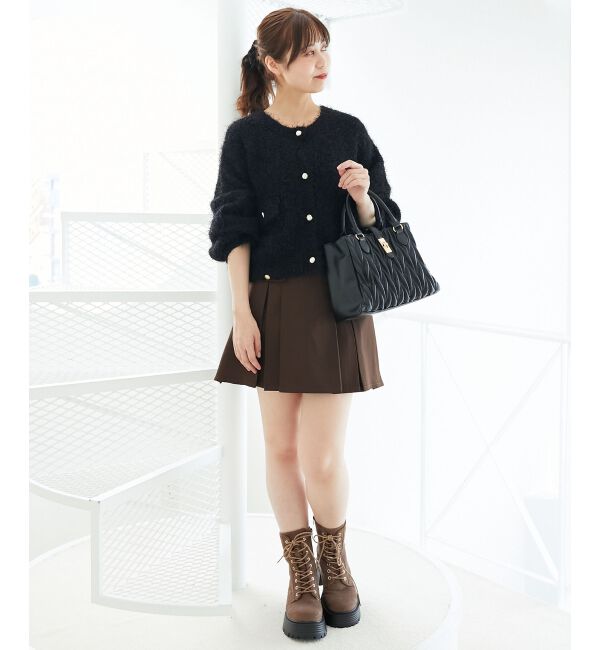  「ツイードライククルーカーディガン」|カーディガン|