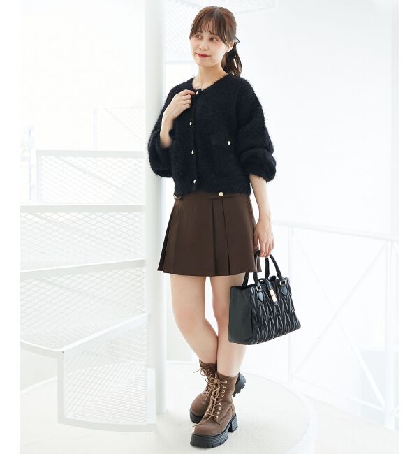  「ツイードライククルーカーディガン」|カーディガン|