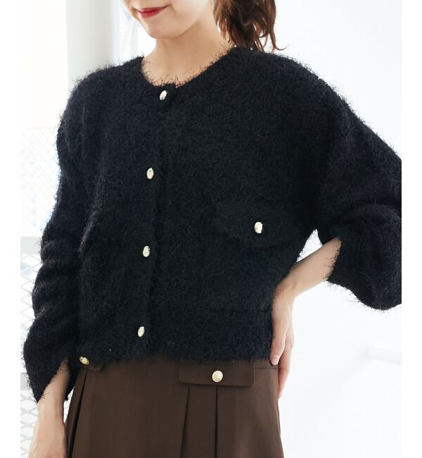  「ツイードライククルーカーディガン」|カーディガン|