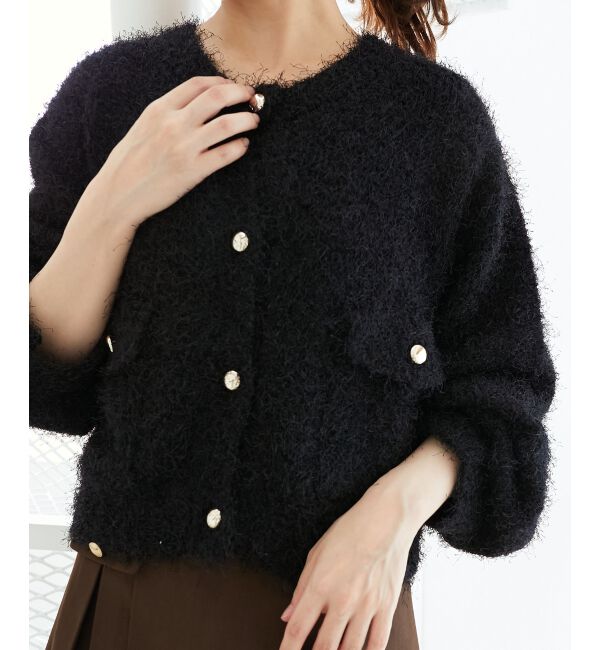  「ツイードライククルーカーディガン」|カーディガン|