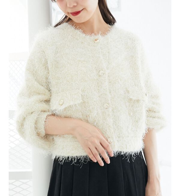  「ツイードライククルーカーディガン」|カーディガン|