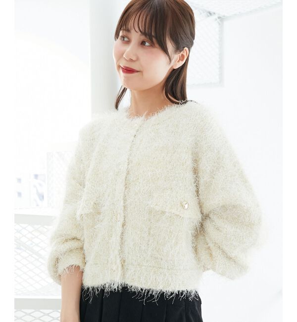  「ツイードライククルーカーディガン」|カーディガン|