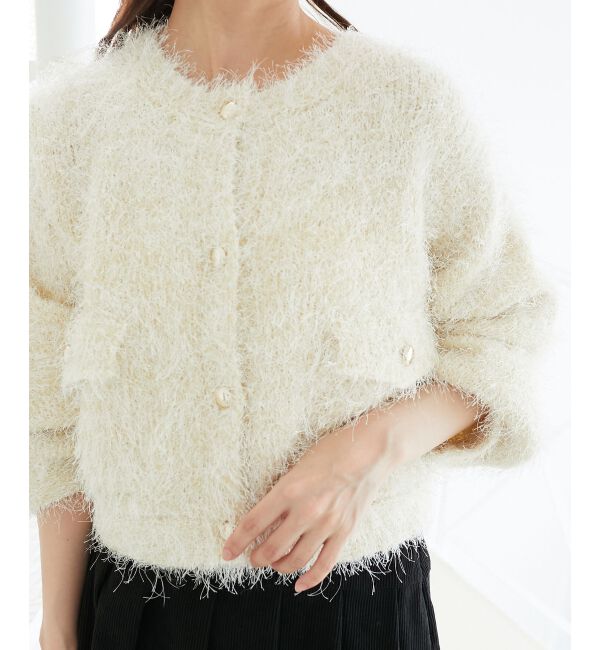  「ツイードライククルーカーディガン」|カーディガン|