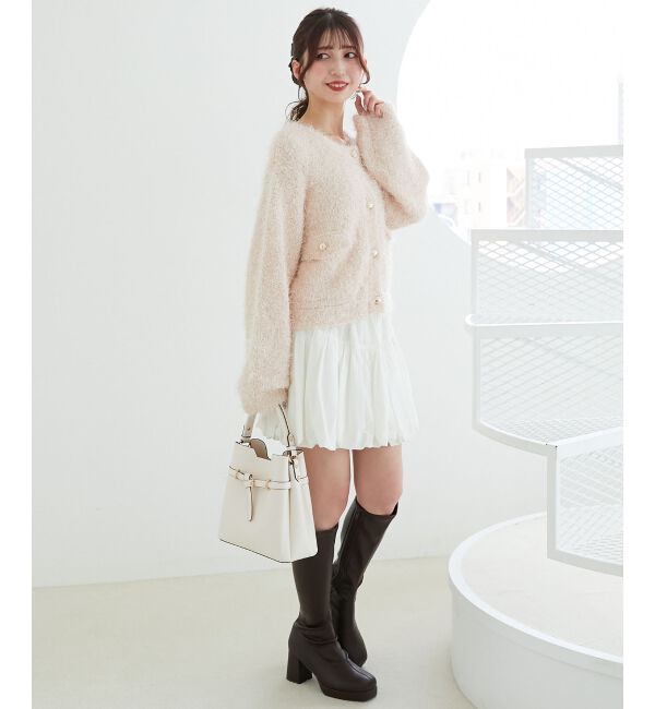  「ツイードライククルーカーディガン」|カーディガン|