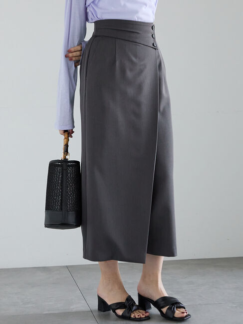 Te chichi「【宮本茉由着用】ウエストマークラップナロースカート（セットアップ可）」|スカート|グレー
