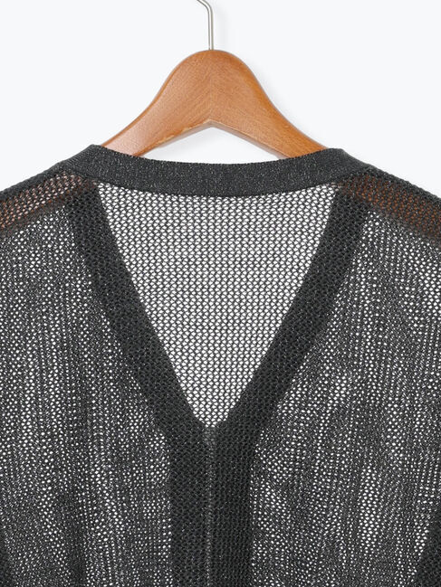 Lugnoncure「ラメ混メッシュ編みジップカーディガン」|カーディガン|