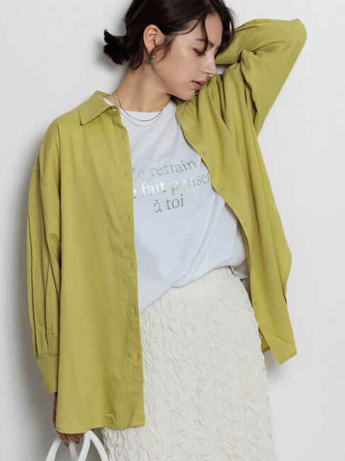 Te chichi「レーヨンリネン羽織シャツ」|シャツ・ブラウス|グリーン