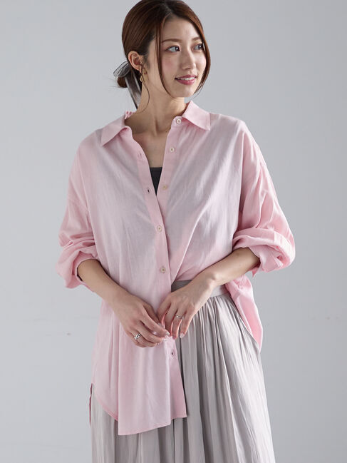 Te chichi「レーヨンリネン羽織シャツ」|シャツ・ブラウス|ピンク