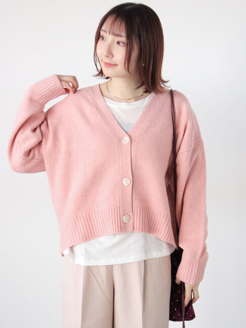 Te chichi TERRASSE「起毛ジャカードVネックショートカーディガン」|カーディガン|