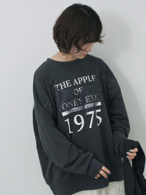 Samansa Mos2 blue「◎ロゴレーススウェット」|Tシャツ・カットソー|