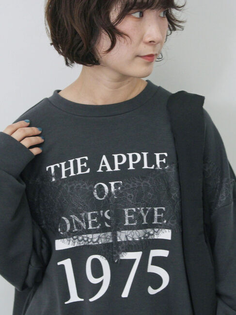 Samansa Mos2 blue「◎ロゴレーススウェット」|Tシャツ・カットソー|