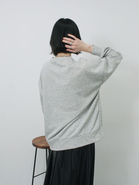 Samansa Mos2 blue「◎ロゴレーススウェット」|Tシャツ・カットソー|