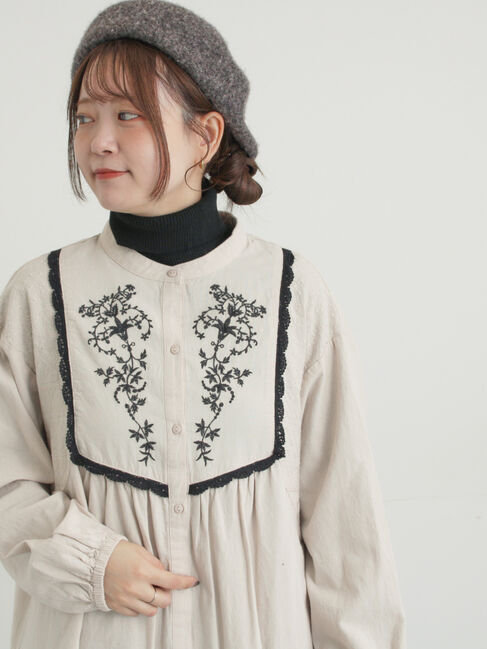 Samansa Mos2「【S/Mサイズ】切替配色刺繍ワンピース」|ワンピース|