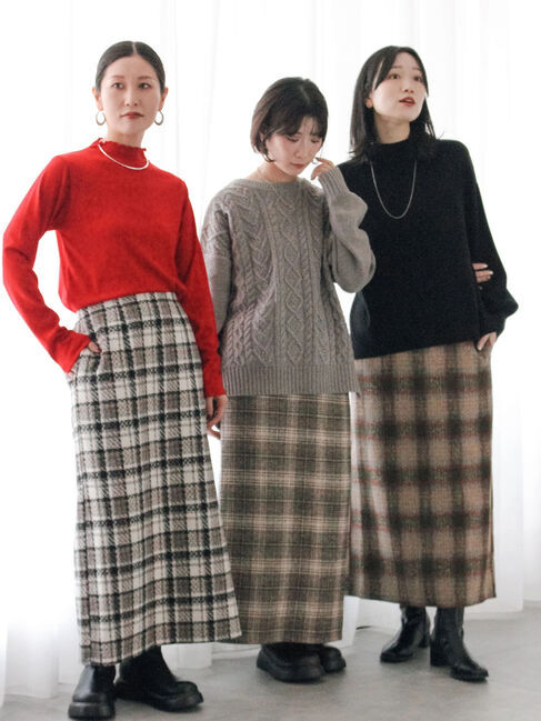 Samansa Mos2 blue「チェック柄スカート」|スカート|