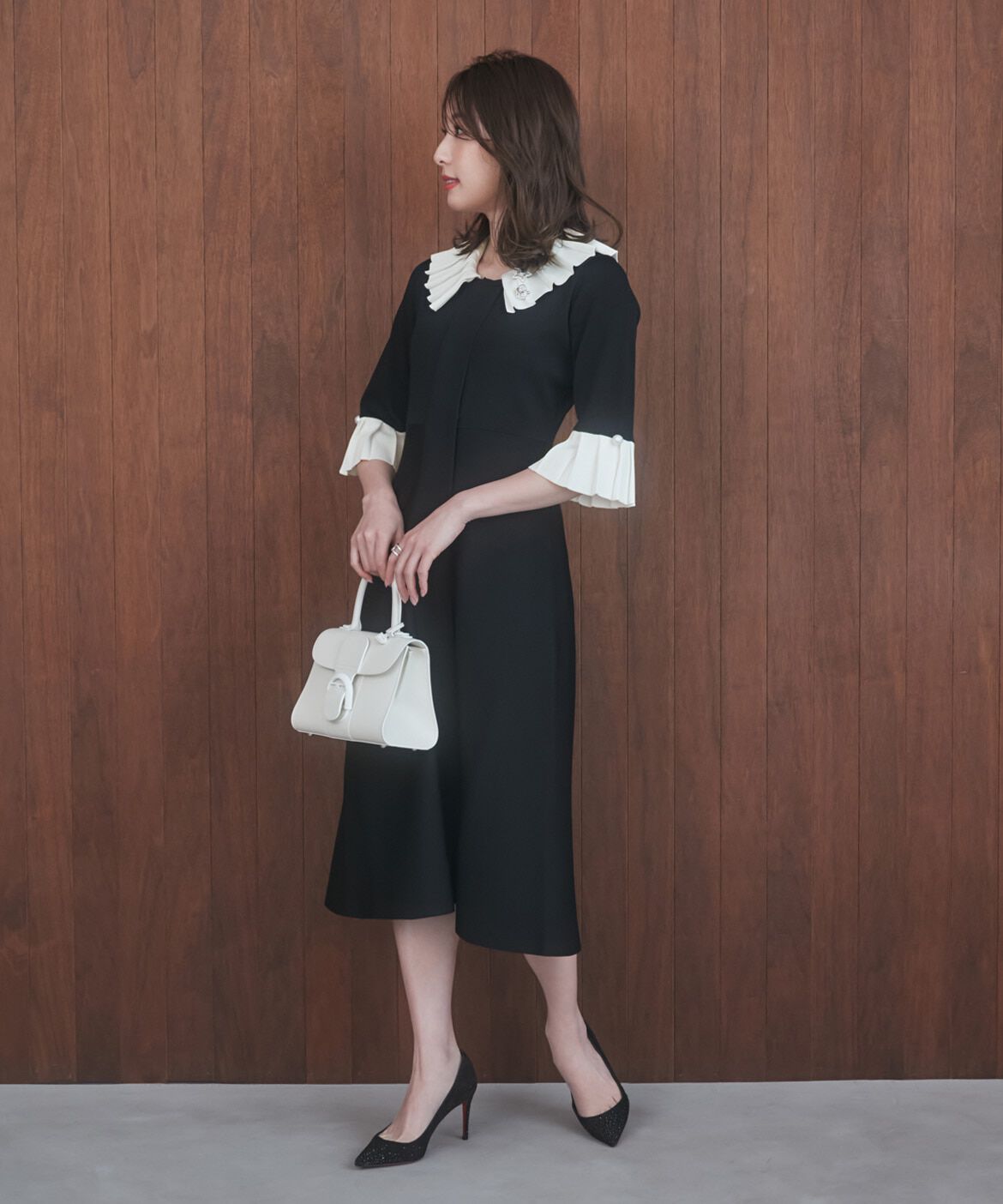 Maglie le cassetto「《M Maglie le cassetto&times;冨張愛》華やかプリーツ今どきモードニットワンピース」|ワンピース|