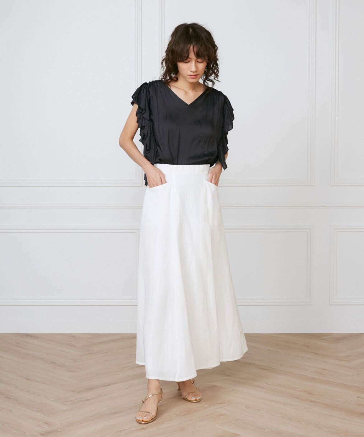 INED「《大きいサイズ》フラッタースリーブブラウス　《la veille by SUPERIOR CLOSET》」|シャツ・ブラウス|