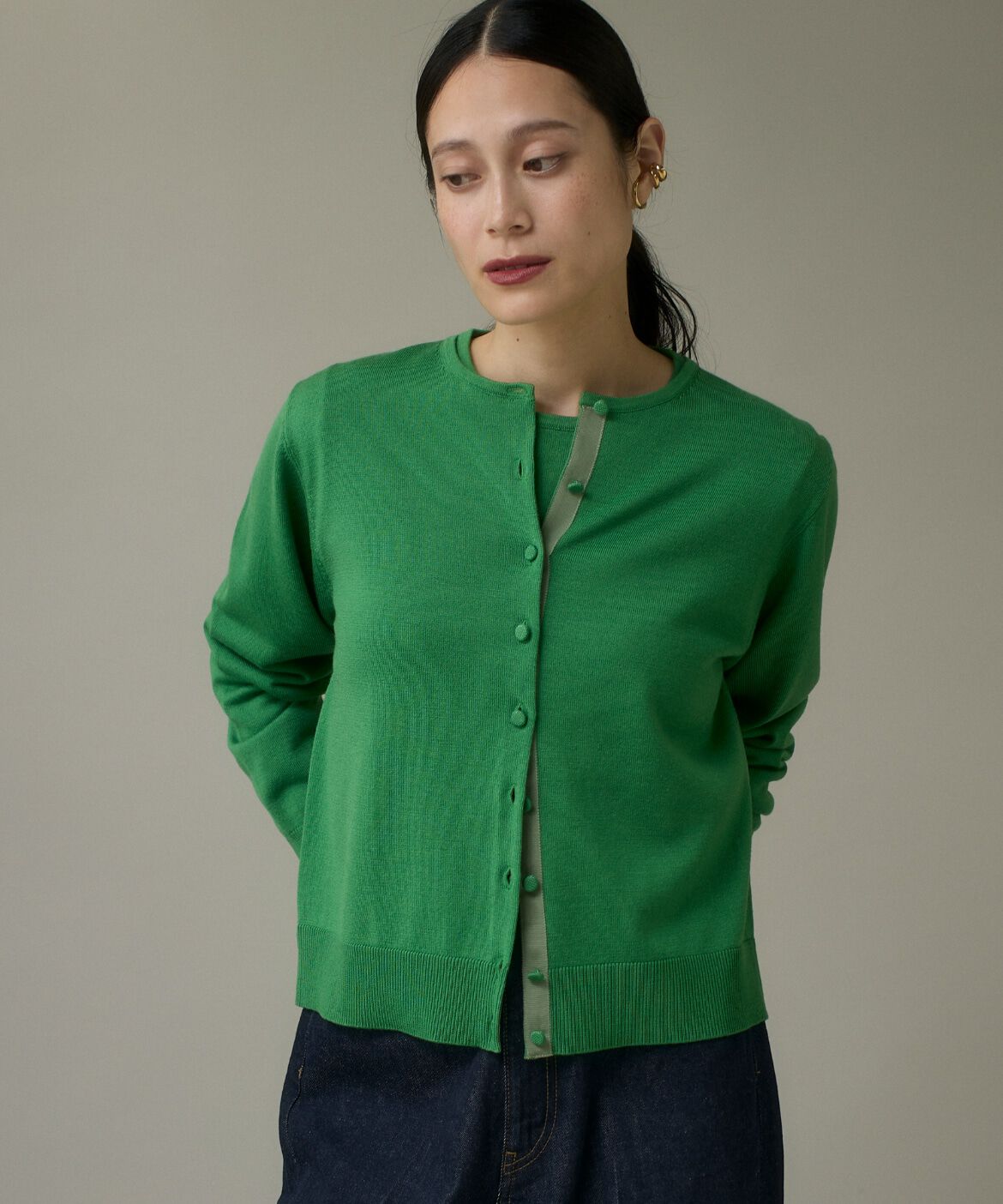 DAY by DAY it&rsquo;s international「ウォッシャブルウールクルーネックカーディガン《HARMONY》」|カーディガン|グリーン